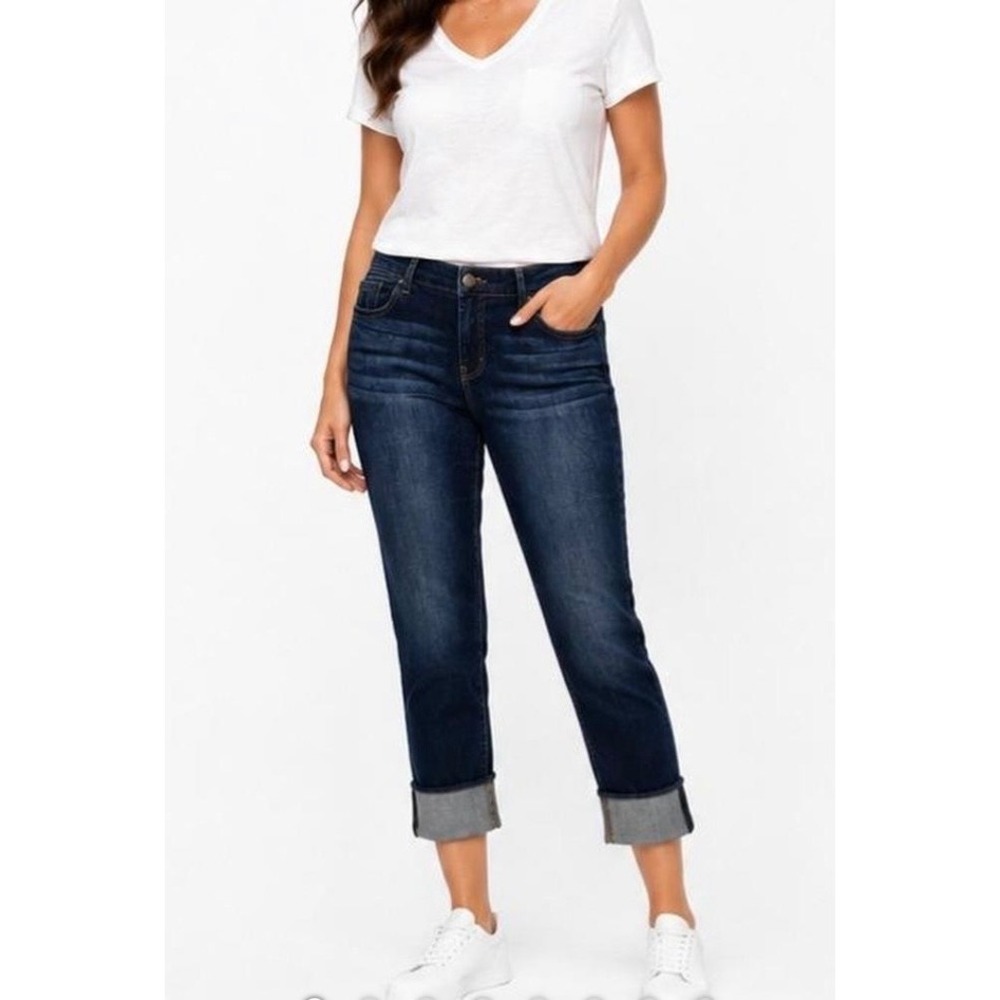 1822 Denim Taylor Cropped Jeans Medium Wash Frayed Cuff Size 6 Granolagirl